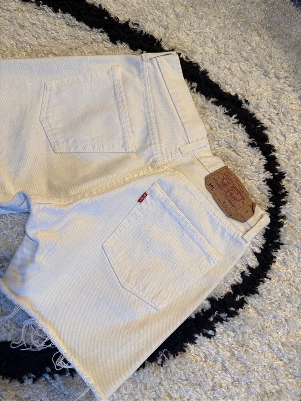 Vintage Levi's White Denim Cutoff Shorts with Frayed Hem